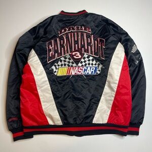 Vintage 90’s Dale Earnhardt Nascar Embroidered Satin Puffer Lined Zip Jacket XL